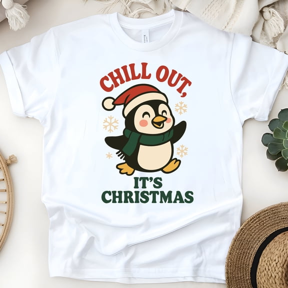 BPenguin Graphic Tee | Funny Chill Out Shirt | Unisex Casual T-Shirt, White, Size 2XL