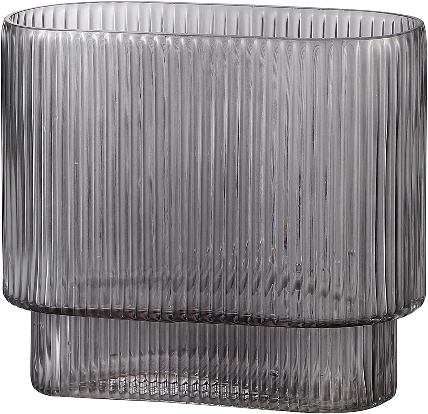 Ribbed Vase, Black Glass Vase, Flower Vase for Centerpieces, Modern ...