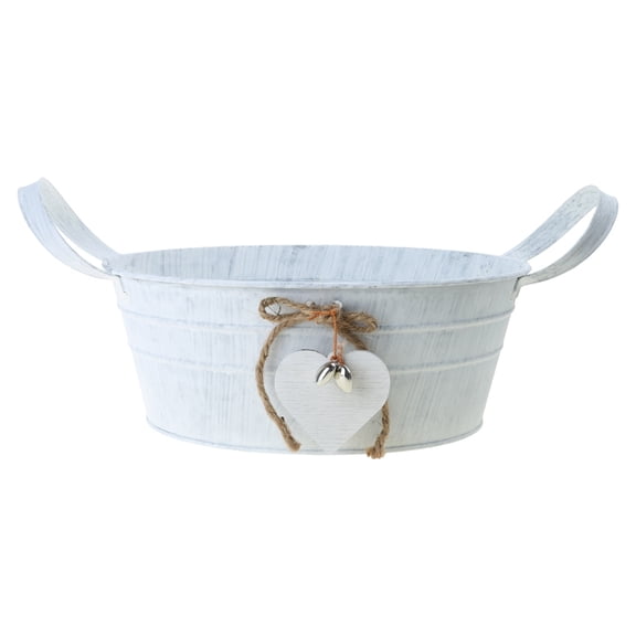 BQBQERT 1 Pack Small Galvanized Buckets Oval Metal Pails for , Home Decorations