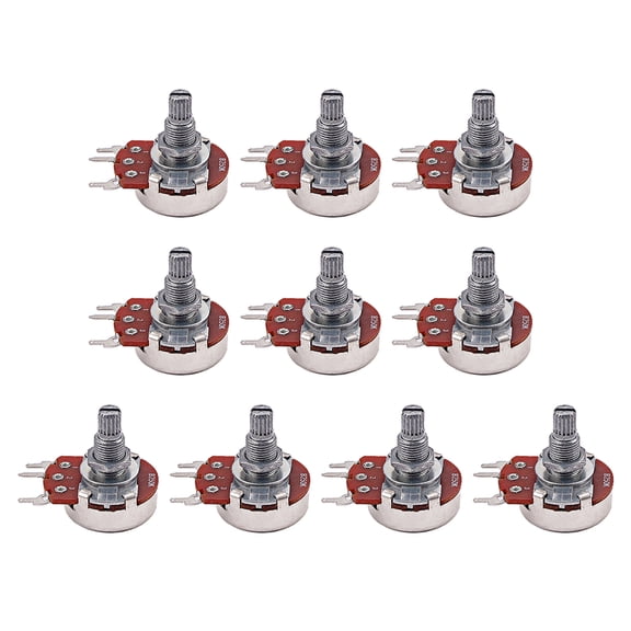 BQBQERT 10 Pcs B250K Metric Sized Control Pots 24-Spline Split Shaft Taper Potentiometer for Electric Guitar Bass
