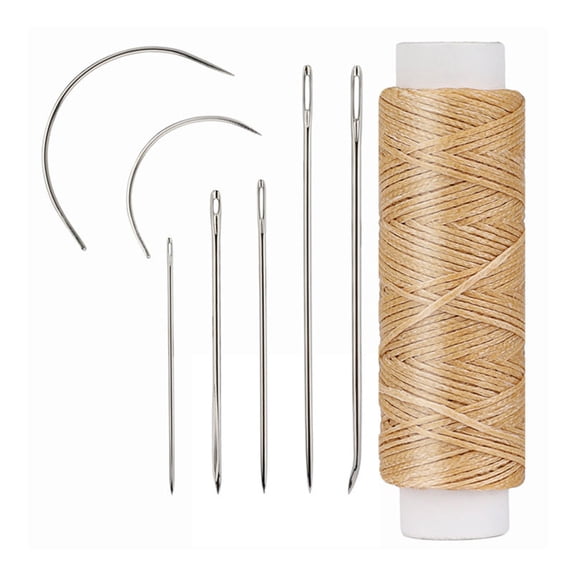 BQBQERT 10 Set Sewing Needle Set with Waxed Thread Upholstery Needle for Canvas