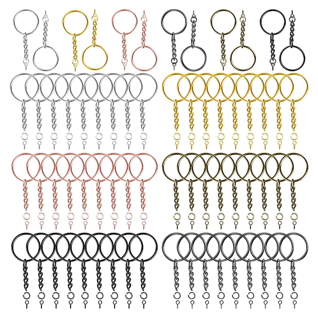 BQBQERT 100 Pieces Colored Keyrings 25mm Metal Keychain Rings ...