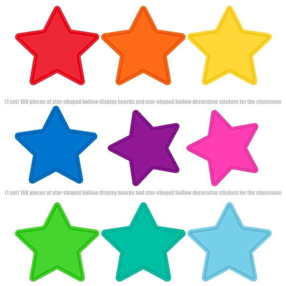 BQBQERT 108Pcs Colored Star Cutouts 3.5Inch Star Confetti Cutout for Bulletin Board Classroom Wall Birthday Wedding Decoration