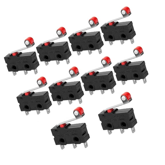 BQBQERT 10Pcs High Current MicroSwitch SPDT 5A 250V Rollers Arm Actuator For Automation Systems