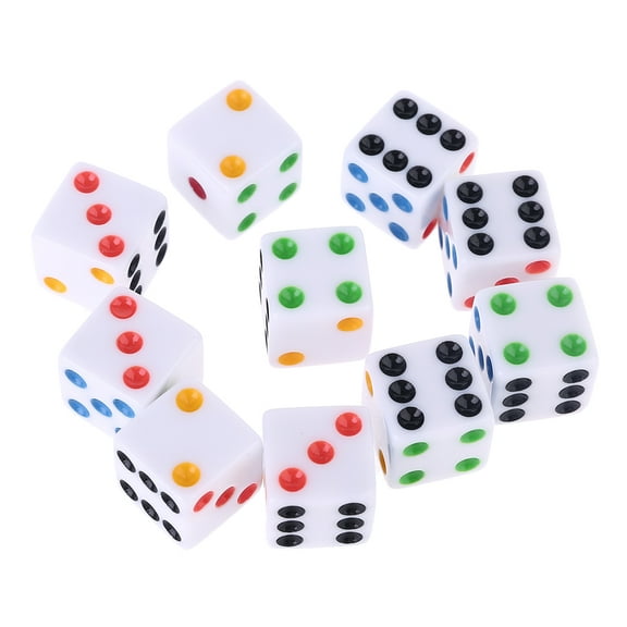 BQBQERT 10pcs/set Six Sided Square Opaque 15mm Dices Role Playing Game for Club Party