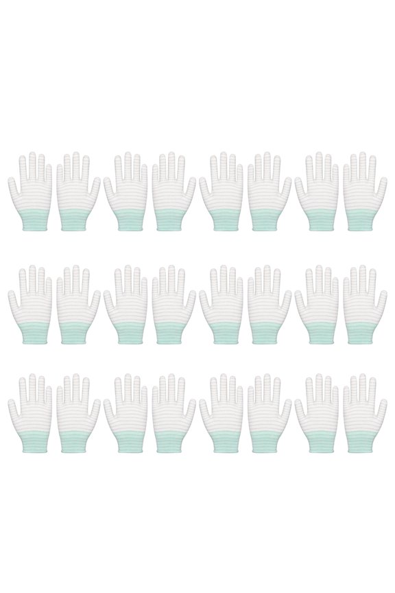 12 Pair PVC Dotted Gloves for Antislip and Electrostatic Discharge in Industrial Applications