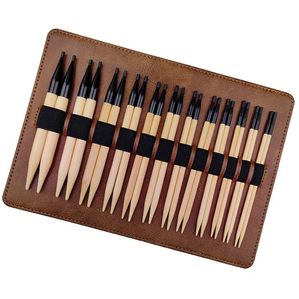 BQBQERT 12Pairs Interchangeable Wood Circular Knitting Needle with Case Ergonomic Grip for Sweaters Scarves Knitting 3.5-10mm