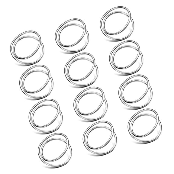 BQBQERT 12Pcs Elegant Napkin Rings Serviettes Buckles Double Circles Napkin Rings Holder Wedding Decoration Simple Napkins Buckles