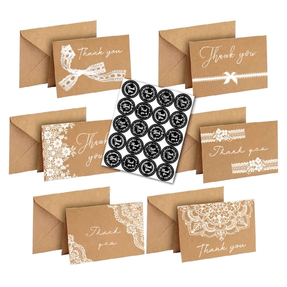 BQBQERT 18Pcs Thank You Cards with Envelope and Sticker Business Communion Greeting Card for Wedding Birthday Valentine Cards