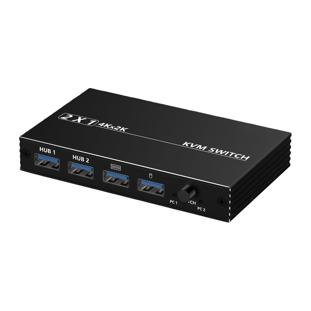 BQBQERT 2 Port USB KVM Controller Featuring 4 USB Ports Supports 4K For Two Screen Setup And Data Transfer