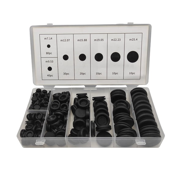 BQBQERT 200 Pcs Rubber Grommet Hole Plug Electrical Wire Gasket Replacement Rubber Cable Grommet Connectors