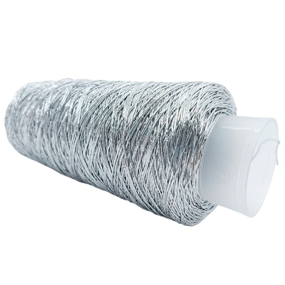 BQBQERT 200g/Roll Metallic Crochet Thread, Sparkling Silver Polyester Yarn for Knitting, Weaving, Making Bag, Keychain Charm