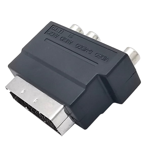 BQBQERT 21PIN SCART to 3RCA Female Connector Adapter with On/Off Button for Sound and Picture Conversion