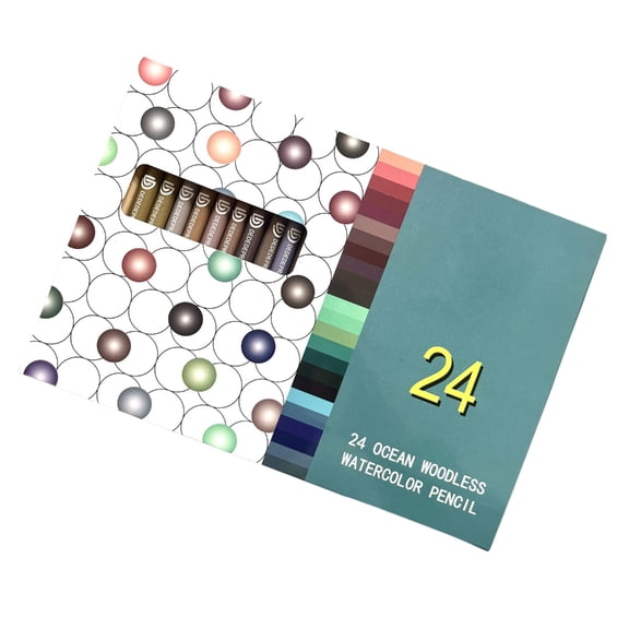 BQBQERT 24Pcs Professional Watercolor Pencil for Artist Water Soluble Woodless Colored Pencils for Coloring Painting