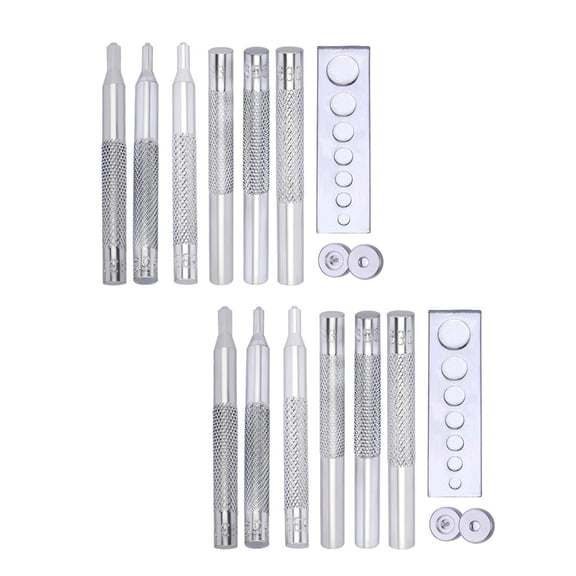 BQBQERT 2Sets Button Fastener Installation Tool, Button Setting Hand Tool Set for Leathercraft, Jackets, Bag, Clothing