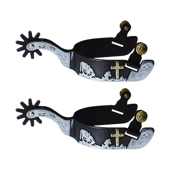 BQBQERT 2lots Traditional Western Rides Spur Antique Western Styles Spur with Hand Decoration for Boot Men and Women