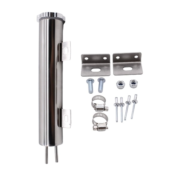 BQBQERT 2x10 Inches Radiator Coolant Overflow Pukes Bottle Catch Can Stainless Steel with Twist Caps 14O