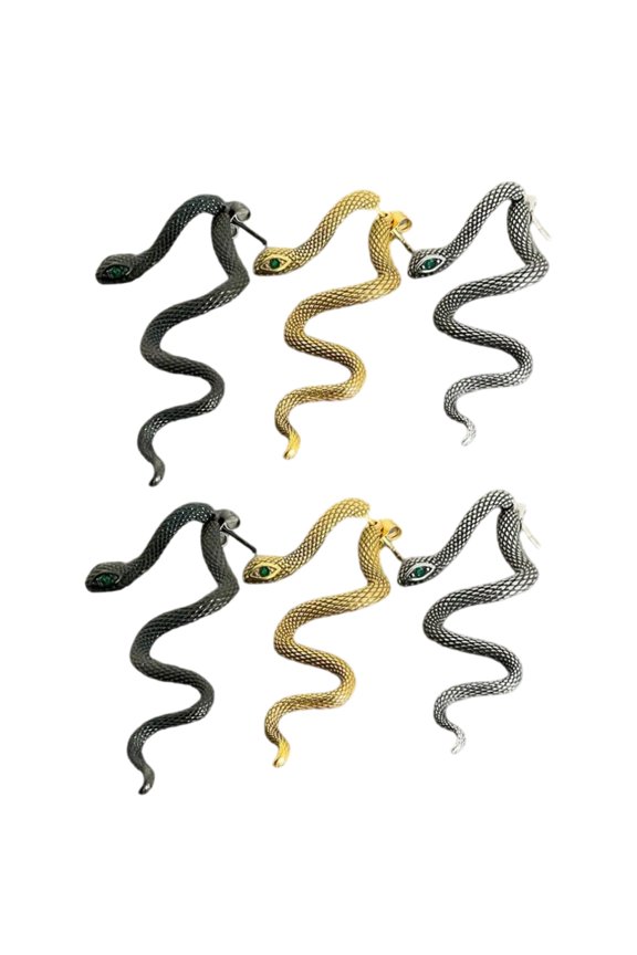 3 Pairs Fashionable Snake Earrings Set Detachable Designs Comfortable Ear Pin Alloy Suitable for Various Occasion