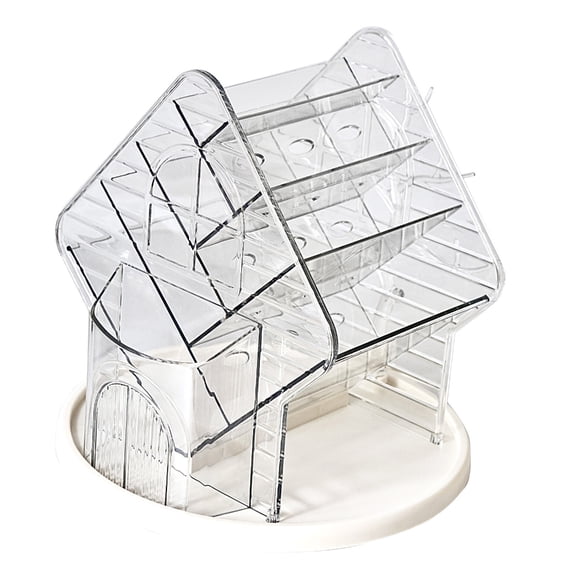 BQBQERT 360 Rotating Makeup Storage Tray Cosmetic Organizers with Jewelry Hanger Tree Tower Rack for Bathroom and Vanity Use