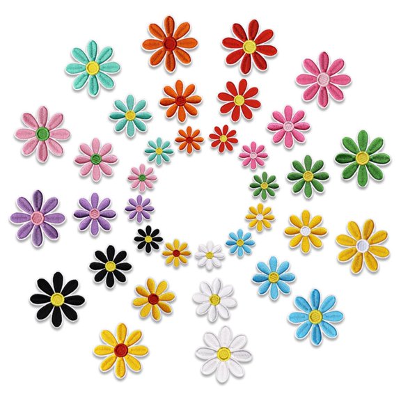 BQBQERT 36Pcs Flower Embroidered Iron On Clothing Patches Decorative Embroidery Applique For Backpacks Hat Embellishments
