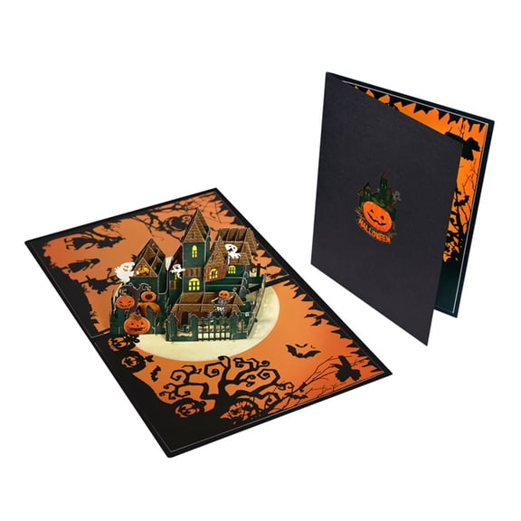 BQBQERT 3D Foldable Castles Greeting Card Spooky Party Invitation Paper Card