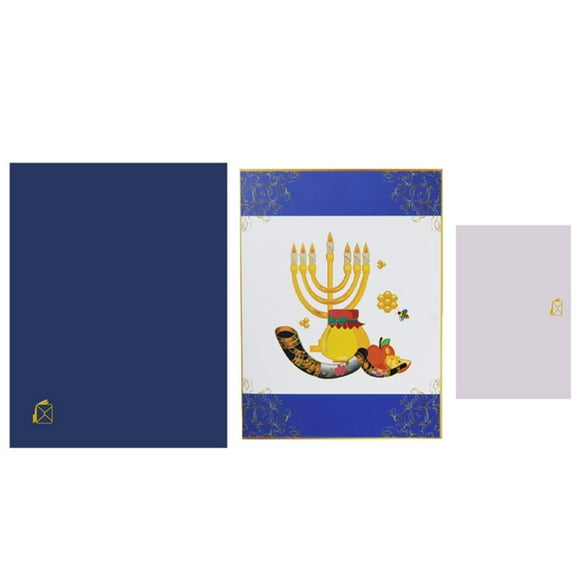 BQBQERT 3D for Cards Rosh Hashanah Greeting Card with Envelope Writing Note for Holiday New Year