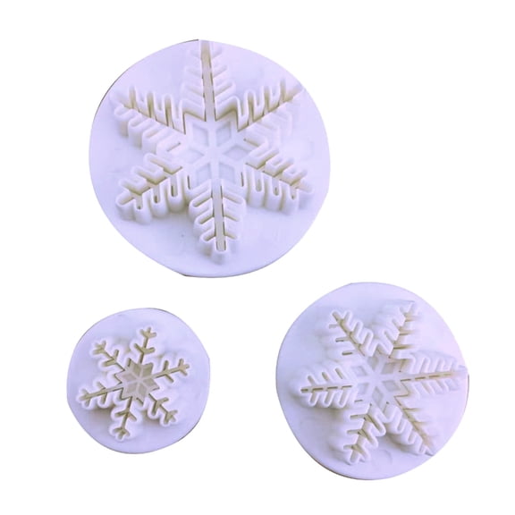BQBQERT 3Pcs Snowflake Plunger Cookie Cutter Snowflake Cake Fondant Mold Cake Decorating Tools Baking Accessories