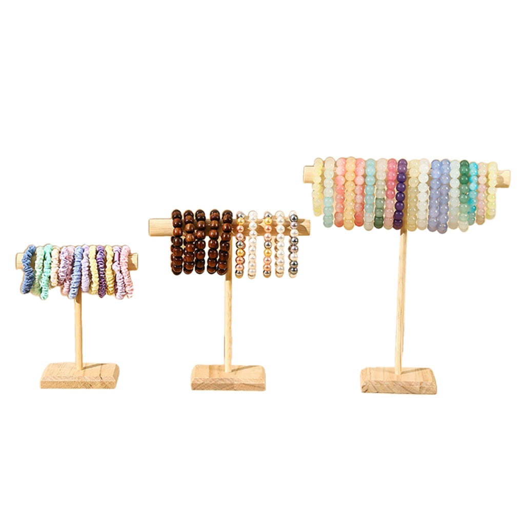 BQBQERT 3Pcs Wood Bracelet Display Stand Multi Tiers Jewelry Organizers ...