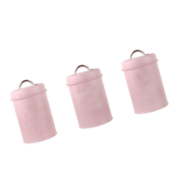 BQBQERT 3pcs 1200ml Capacity Iron Canister Set for Organizing Teas Coffee Sugar Food Storage Jars for Kitchen Countertop