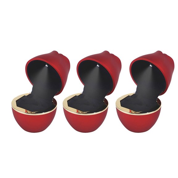 BQBQERT 3pcs Elegant Rings Box with LED Light for Wedding Ceremony Rose Shaped Jewelry Storage Container Proposal Rings Case
