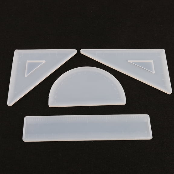 BQBQERT 4 Shapes Silicone Resin Ruler Straignt Square Triangular Ruler Protractor