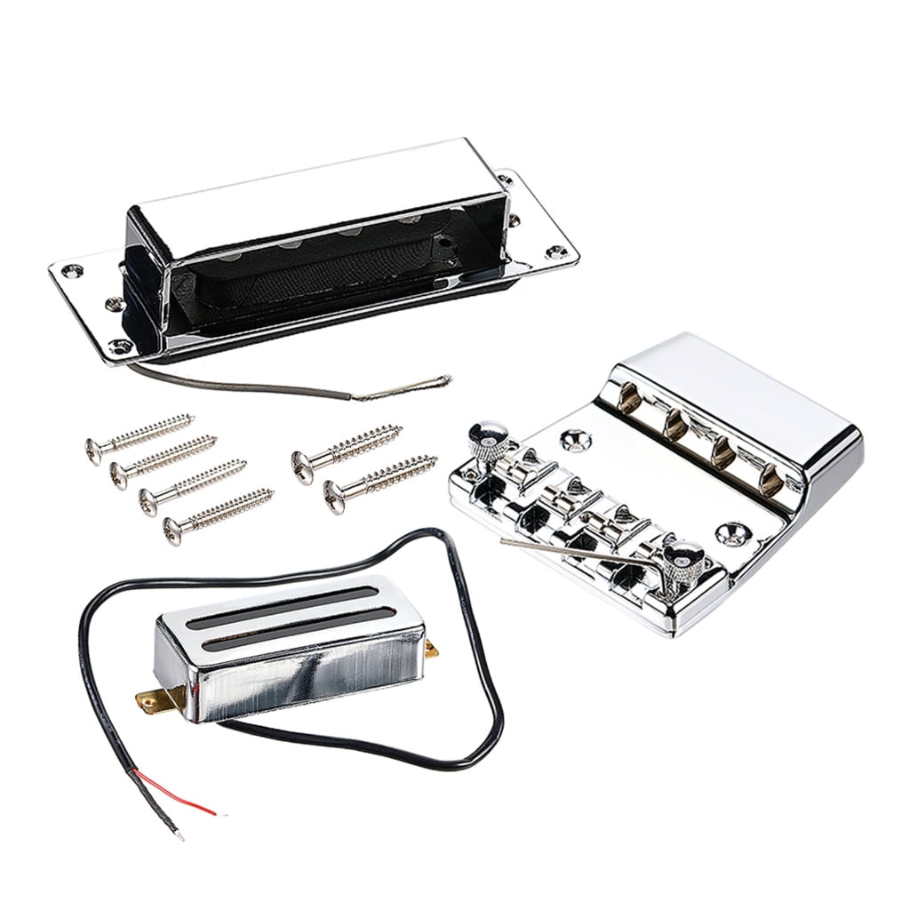 BQBQERT 4 String Electric Bass Bridge & Pickup Set Neck Bridge, Pickup, Hardware Set for Bass Guitar Replacement Part