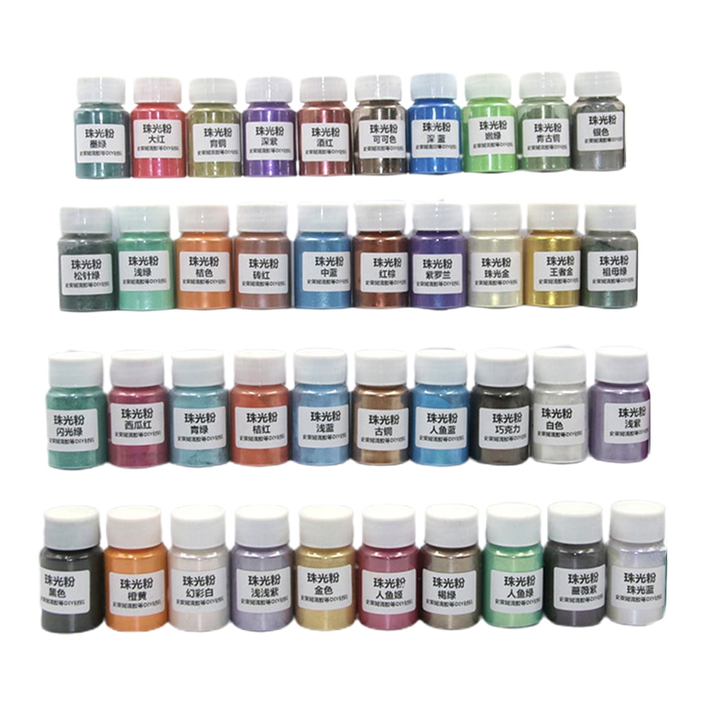 BQBQERT 40 Colors Cosmetic Grade Pearlescent Natural Mineral Powder Epoxy Resin Dye Pearl Pigment Jewelry Making Accessories
