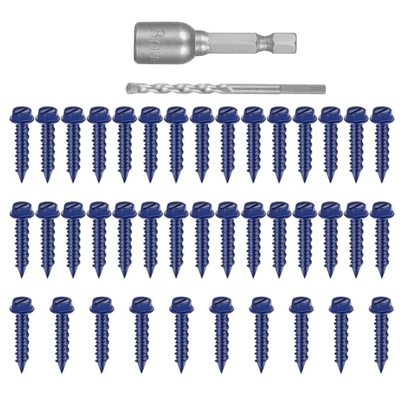 BQBQERT 40Pcs Hexagonal Head Concrete Screw Anchors Masonry Screws Fasteners for Brick Wall And Cement Projects Easy to Use