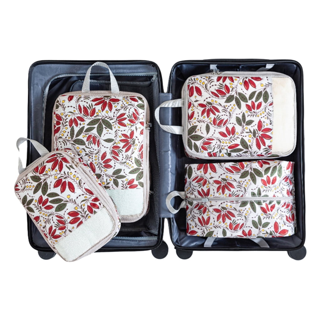 BQBQERT 4pcs Travel and Home Organization Cubes Convenient Travel Packing Cubes In Printing Designs For Easy Organization