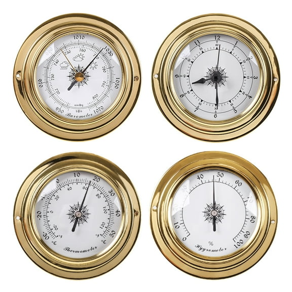 BQBQERT 4pcs/set Hygrometer Barometer Watch Clock Copper for Shell Marine for 4 Inch