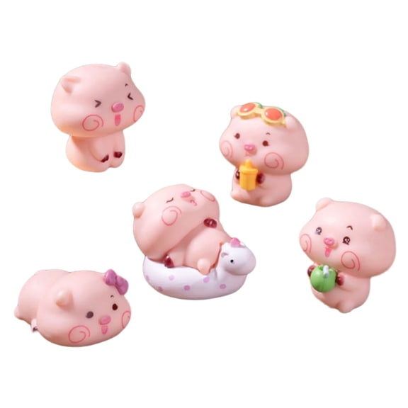 BQBQERT 5 Piece Cute Pig Miniature Figurine Decors For Craft Room And Shelf Displays