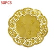 thumbnail image 1 of BQBQERT 50Pcs/Set 3.5 Inch Hollow Floral Embossed Round Lace Paper Doilies Wedding Party Tableware Metallic Gold Placemat Decoration, 1 of 9