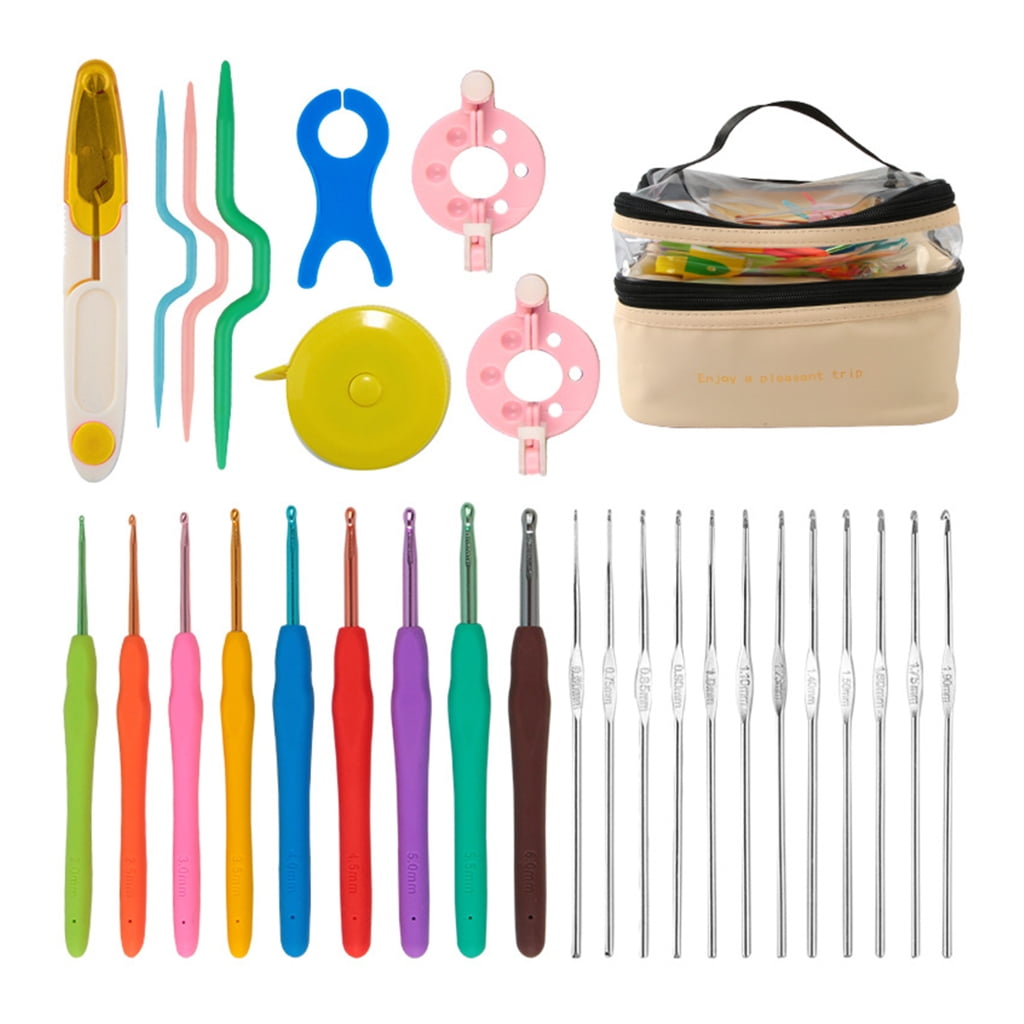 BQBQERT 58 Pieces Portable Crochet Starter Kits Beginners Crochet Kits Crochet Yarn and Crochet Hook Set for Making Bag, Gloves