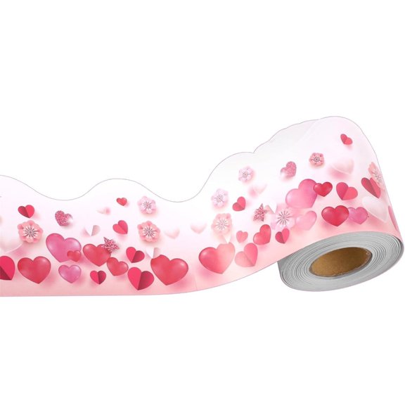 BQBQERT 59ft Long Heart Border Sticker Valentine Border Trim Sticker for Bedroom Living Room Window Wall Wedding Decoration
