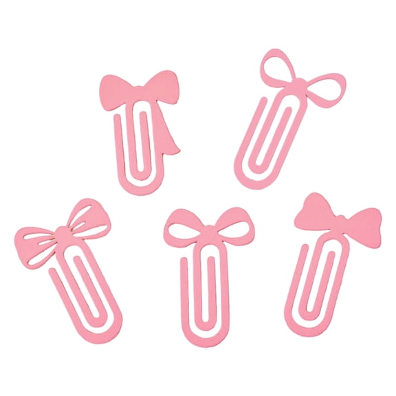 BQBQERT 5Pieces Pink Bowknot Pattern Paper Clips Bookmarks Holders Iron Texture Suitable for Giving and Scrapbooking