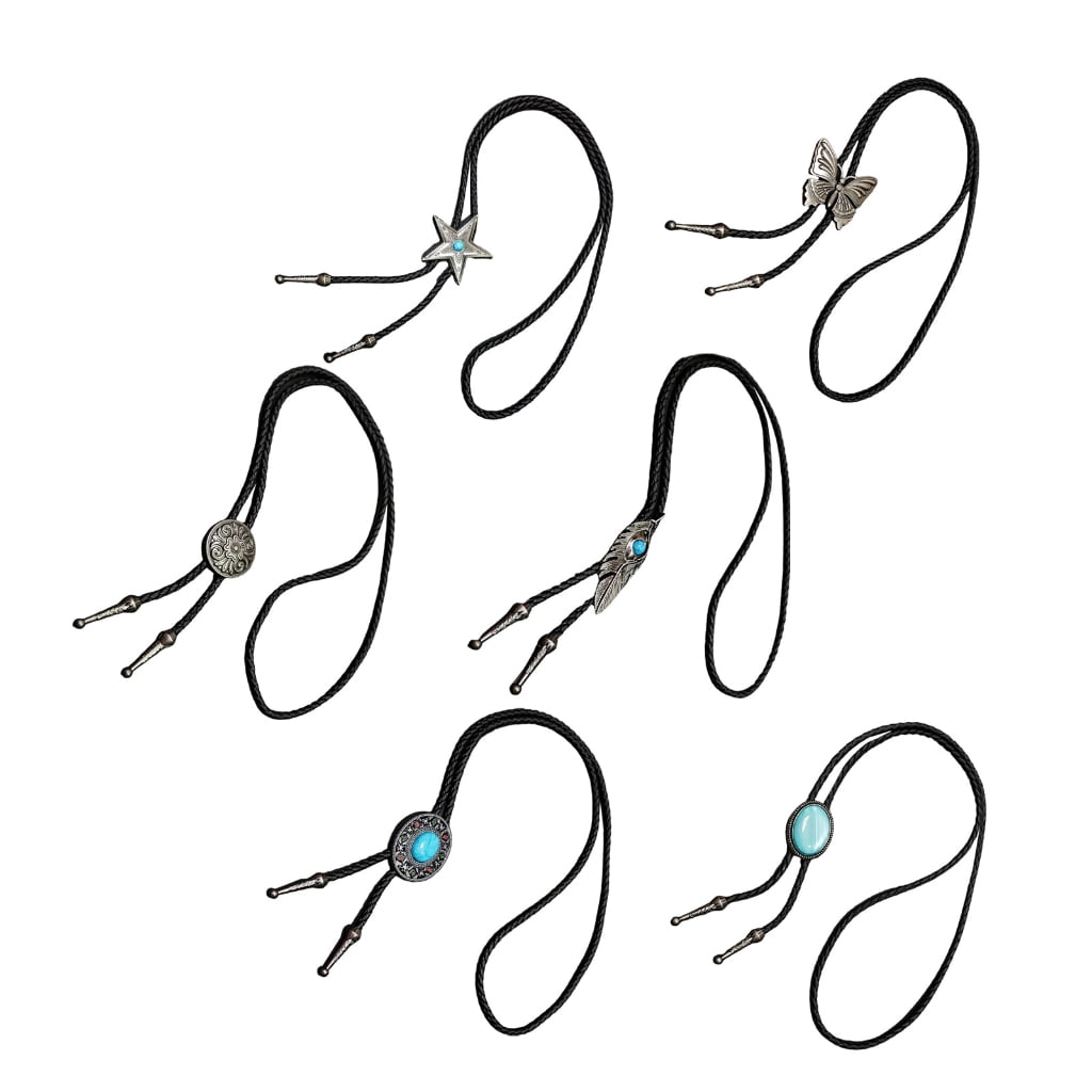 BQBQERT 6Pcs Leather Cord Bolotie Adjustable Chain Necktie Jewelry ...