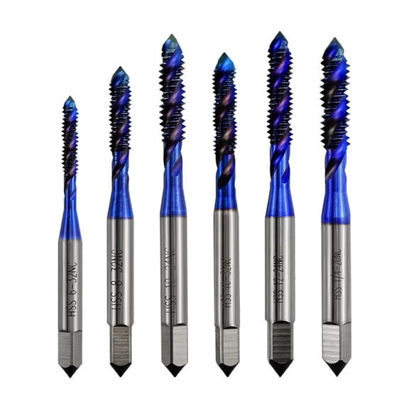 BQBQERT 6Pcs Professional Compound Screw Tap Bits Set Spirals Tap Countersink Drill Reamer Metal Tapping Chamfering Tool
