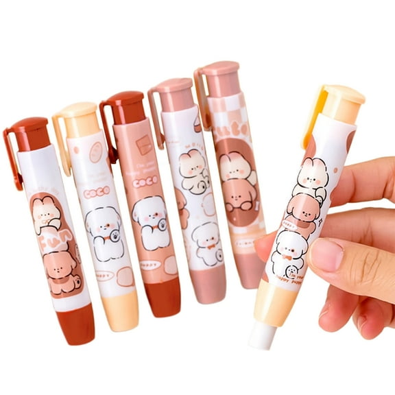 BQBQERT 6Pcs Retractable Erasers Pen Pencil Eraser Cartoon Rubber Eraser Easter Eggs Fillers for Writing Drawing