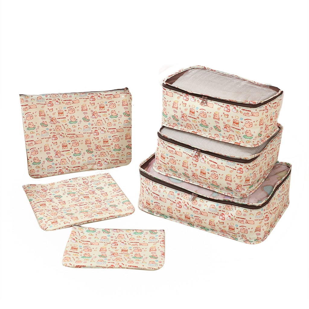 BQBQERT 6Pieces Luggage Organizers Set Packing Cubes with Water Materials Includes Shoe Bag and Toiletry Pouches