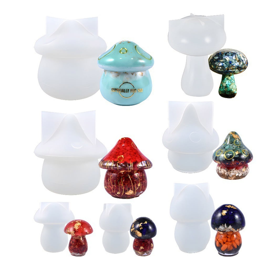 BQBQERT 7Pcs Little Mushroom Ornament Silicone Epoxy Jewelry Mold Resin Casting Pendant Mold Suitable for