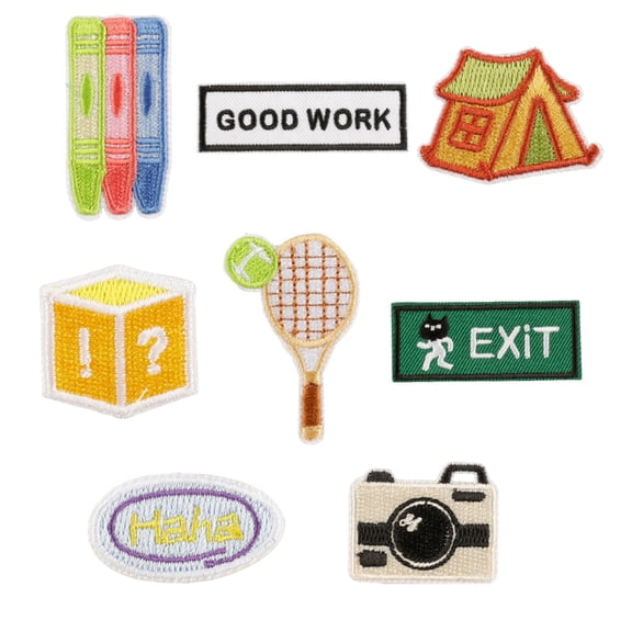 BQBQERT 8 Pcs Camera Iron on Patches Good Work Embroidered Patches for Dress Jeans