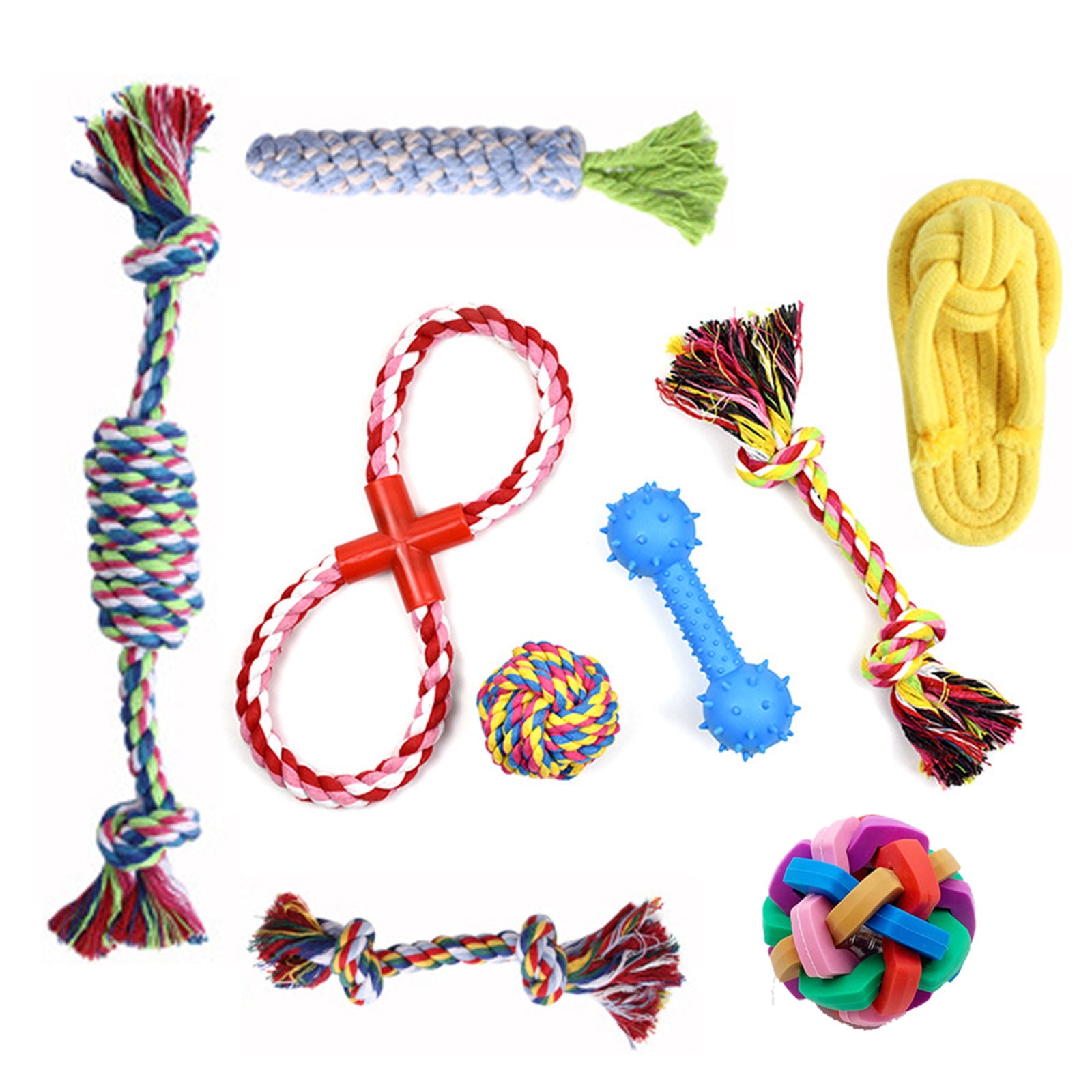 BQBQERT 9 pcs Dog Rope Traditional Christmas Dog Toothbrush Teeth Indestructible Dog for Pet