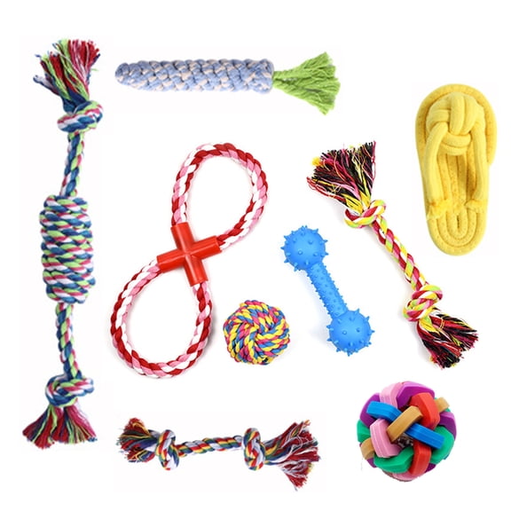 BQBQERT 9 pcs Dog Rope Traditional Christmas Dog Toothbrush Teeth Indestructible Dog for Pet