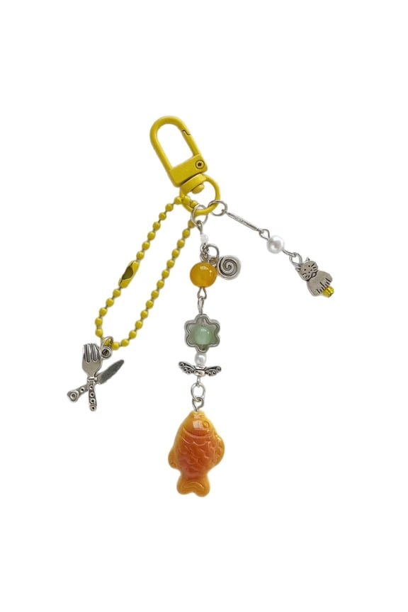 90s Taiyaki Phone Charm Japanese Vintage Keychain Pendant Multi Purpose Accessory Artistic